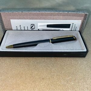 Quill Lifetime USA Ball Point Pen Matte Black Gold Plate
